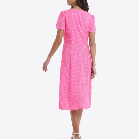 Women's Draper James Bonnie Midi Dress in Polka Dots Pink Size Women's 14 - Picture 2 of 4